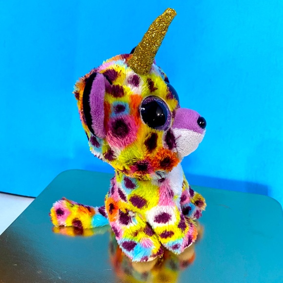 BEANIE BOOS SILK 2019 COLLECTIBLE GISELLE RAINBOW UNICORN SPARKLY PURPLE EYES - Picture 8 of 12